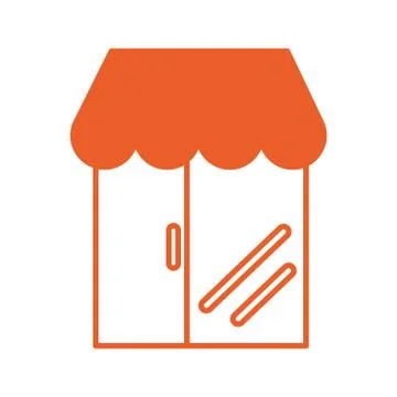 Store building with parasol icon Illustrazione stock