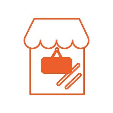 Store building with parasol icon Illustrazione stock