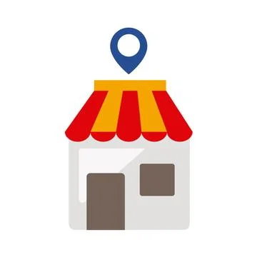 Store building with pin Ilustración de archivo