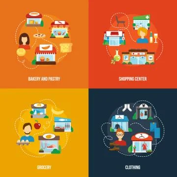 Store Building Set Illustrazione stock