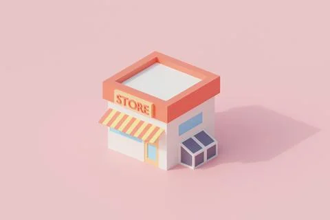 Store building single isolated object. 3d render illustration with isometric イラスト素材