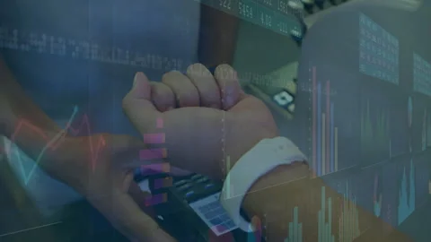 Store cashier tapping terminal, processing smartwatch payment while printing Stock Footage 313169917