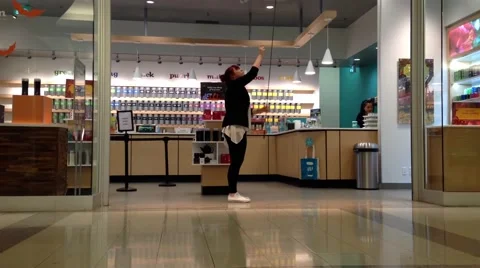 Store closing down at night inside metropolis shopping mall. Stock Footage 45893737