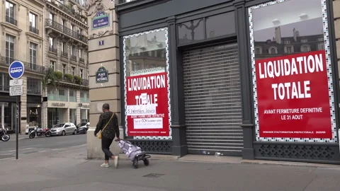 Store closure due to Covid-19 coronavirus economic impact in Paris France Stock Footage 139764864