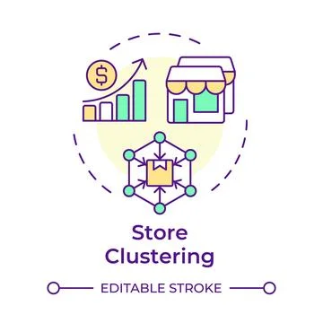 Store clustering multi color concept icon Illustrazione stock