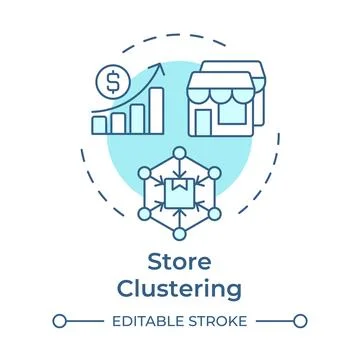 Store clustering soft blue concept icon Illustrazione stock