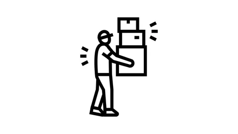 Store courier line icon animation Stock Footage 326137447