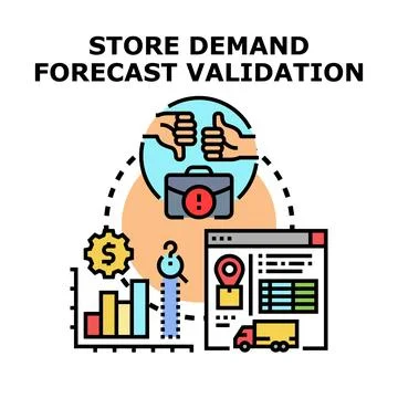 Store demand forecast validation process planning concept Illustrazione stock