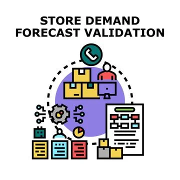 Store demand forecast validation process planning concept Stock Illustration