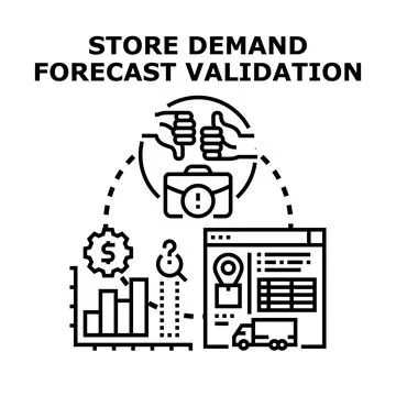Store demand forecast validation process planning concept Stock Illustration