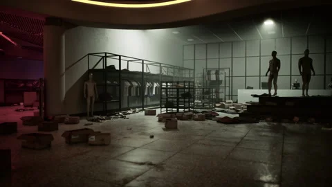 Store devastated by thieves during late night robbery in disarray aftermath Stock Footage 310265744