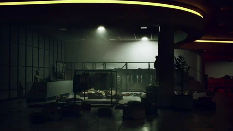 Store in disarray after thieves raid clothing retailer late at night Stock Footage 312573046