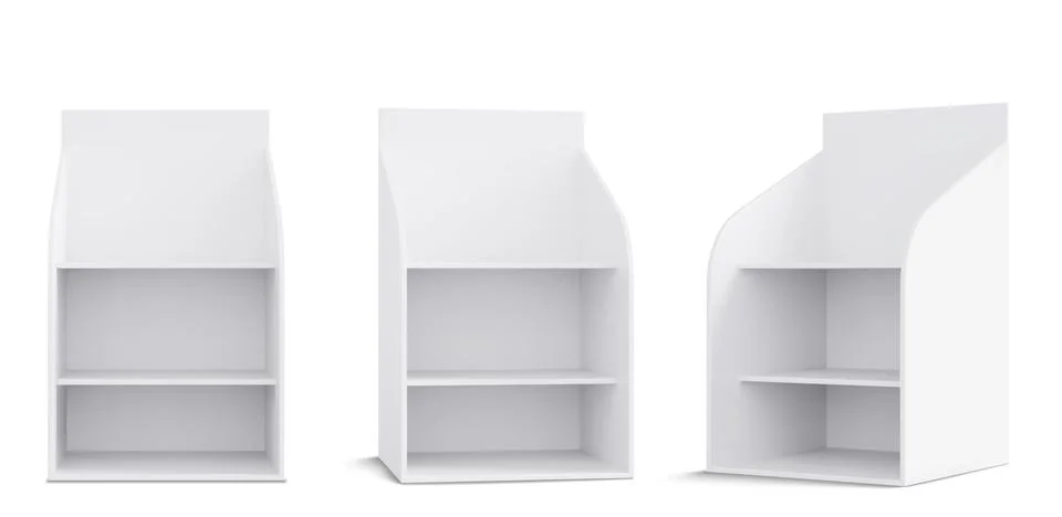 Store display mockups set on white background Stock Illustration