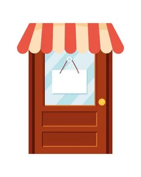 Store door with parasol 스톡 일러스트