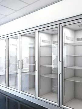 Store with an empty fridge 库存插图