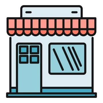 Store front with awning representing business concept Stock Illustration