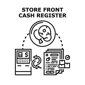 Store front cash register system process concept Stock Illustration