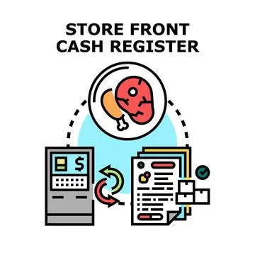 Store front cash register system process concept Stock Illustration
