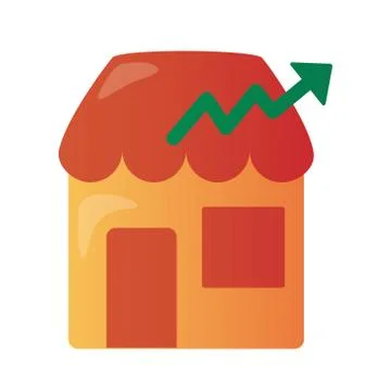 Store front facade with arrow up infographic degradient style Ilustração Stock