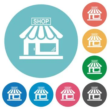 Store front flat round icons Ilustración de archivo