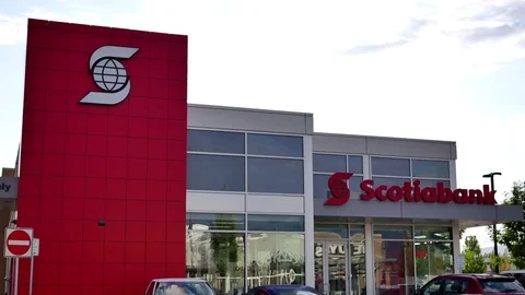 Store front of Scotiabank with 4k resolution. Video stock 77765113
