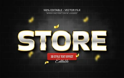 Store golden 3d text effect editable Stock Illustration