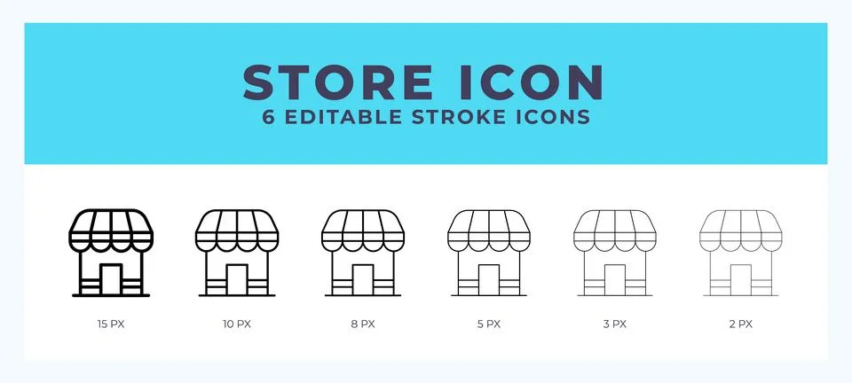 Store icon with different stroke. Editable stroke. Vector illustration. Stock Illustration