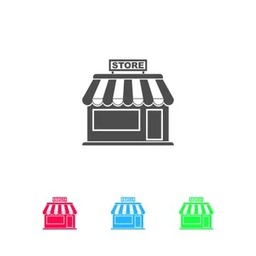 Store icon flat Stock Illustration