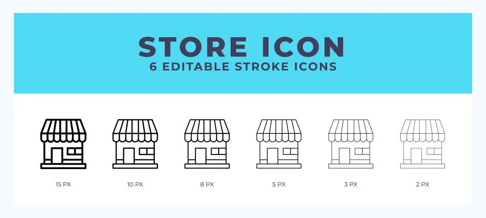 Store icon set with different stroke. Design elements for logo. Vector illu.. 스톡 일러스트