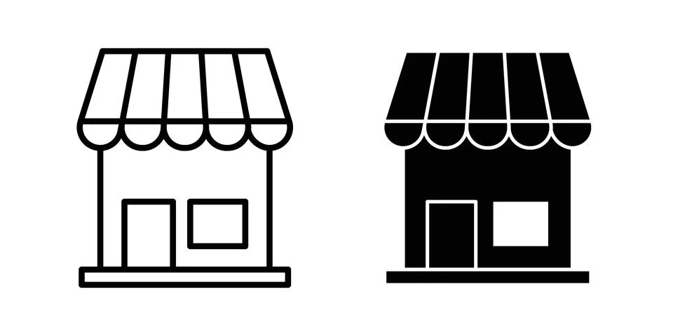Store icon symbol  illustration bundle in black colour Stock Illustration