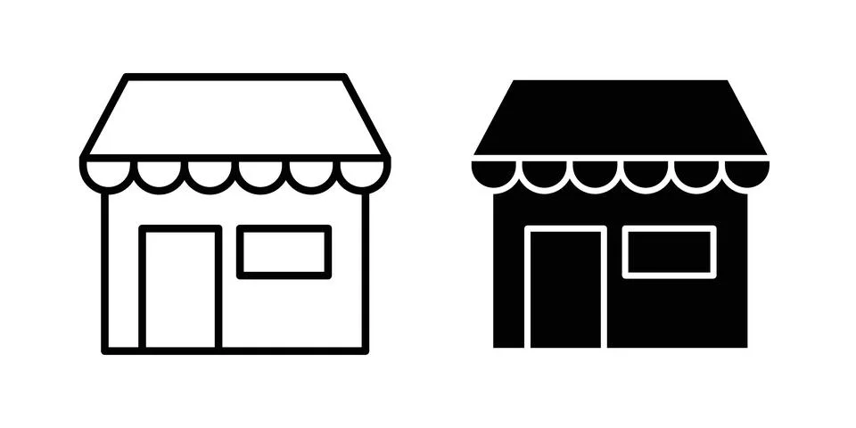 Store icon symbol  illustration bundle in black colour Stock Illustration