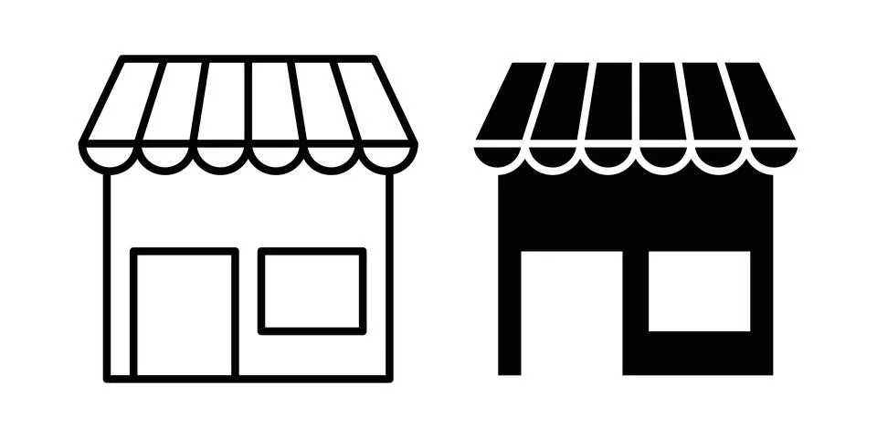 Store icon thin line and clipart style vector set Stock Illustration