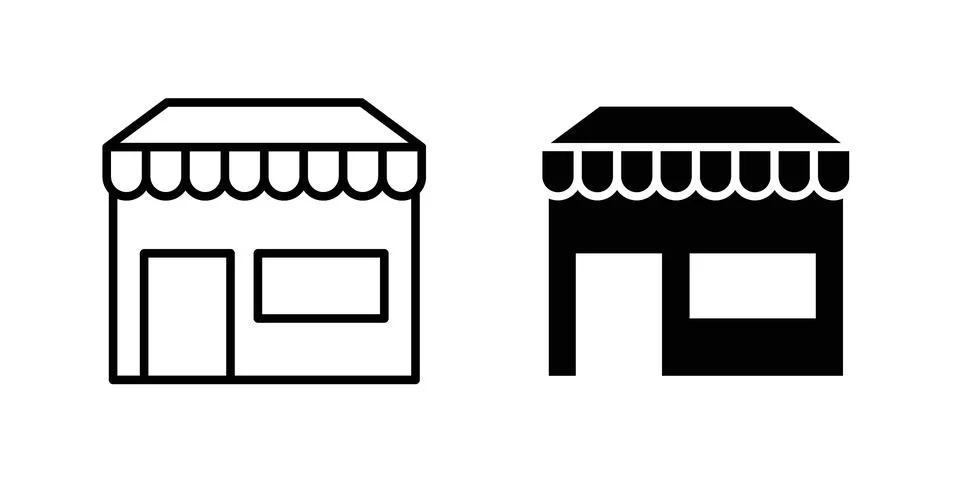 Store icon vector concepts, line and silhouette style Stock Illustration