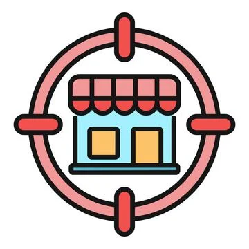 Store icon within target focusing on market retail Stock Illustration