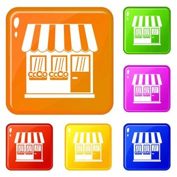 Store icons set color Stock Illustration