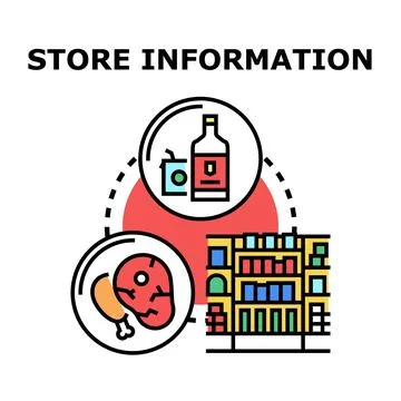 Store information concept with retail building and products Stock Illustration