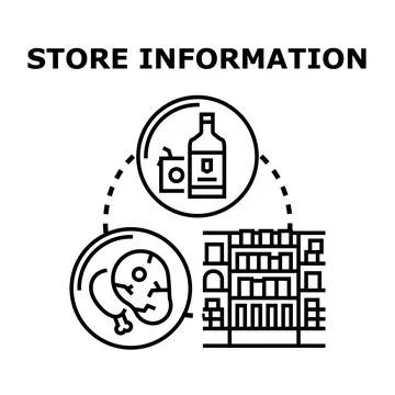 Store information concept with retail building and products Stock Illustration