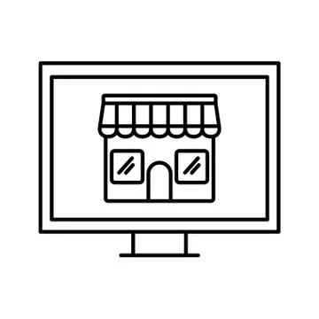 Store inside computer line style icon vector design 스톡 일러스트