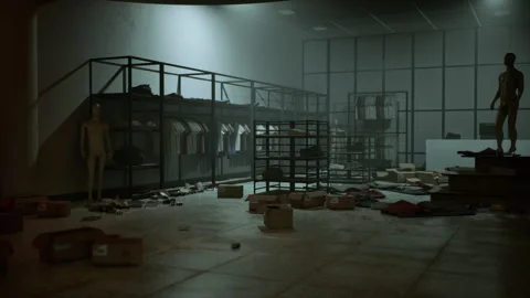 Store interior devastated by thieves in the aftermath of a late night robbery Vídeos de archivo 295932430