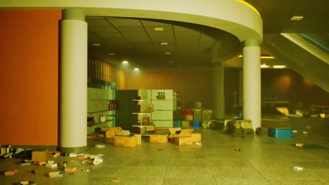 Store interior left in chaos after violent theft in a commercial area 動画素材 310265740