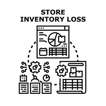 Store inventory loss prevention strategy calculating business data Stock Illustration