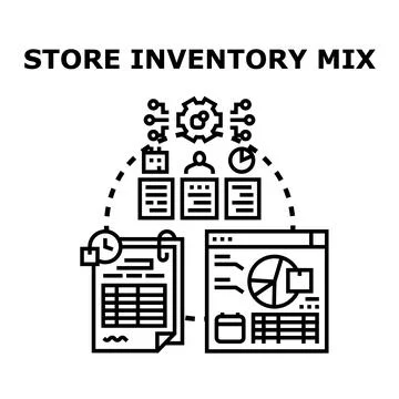 Store inventory mix management analyzing business data Stock Illustration