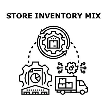 Store inventory mix management controlling logistics process Stock Illustration