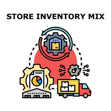 Store inventory mix management controlling logistics process Stock Illustration