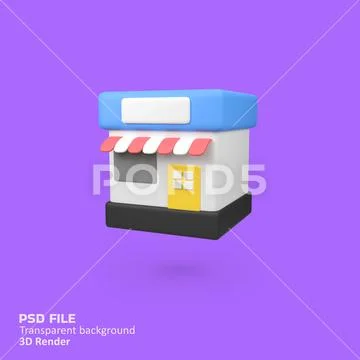 Store isolated 3d render icon illustration PSD Template