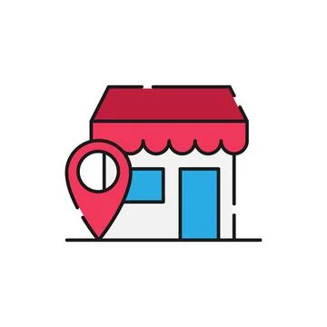 Store with Location icon Vector design Illustration. Store with Location Poin Illustrazione stock
