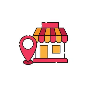 Store with Location icon Vector design Illustration. Store with Location Poin Stock Illustration