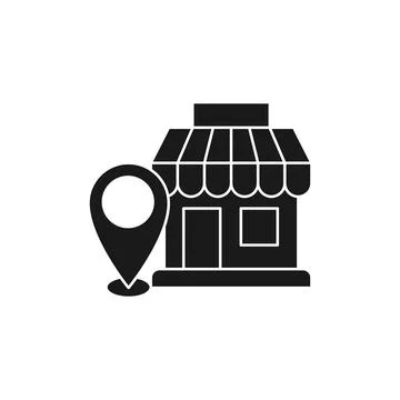 Store with Location icon Vector design Illustration. Store with Location Poin Stock-Illustration