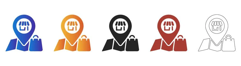 Store location map pin icon set Stock Illustration