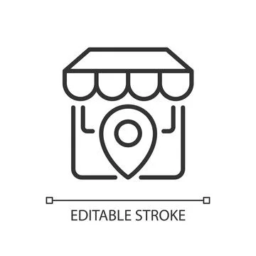 Store location pixel perfect linear icon Stock Illustration